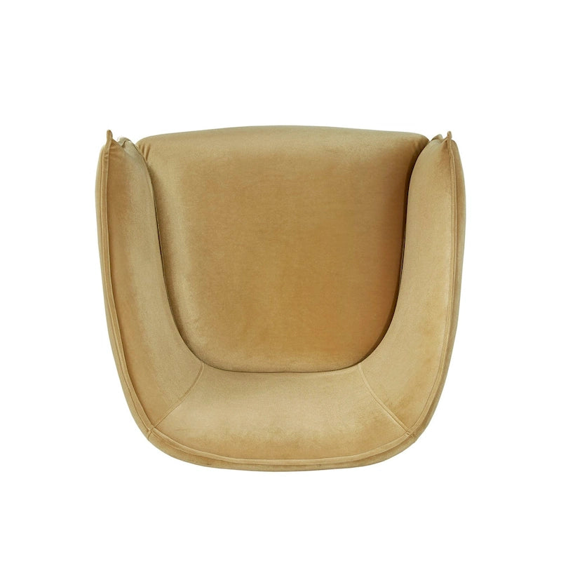 Sillón tapizado en terciopelo con respaldo curvado (negro/dorado/plateado) - Asiento individual