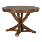 Mesa de comedor redonda en blanco antiguo / roble gris / roble, 4 plazas, base en X