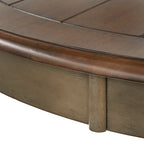 Mesa de comedor redonda en blanco antiguo / roble gris / roble, 4 plazas, base en X