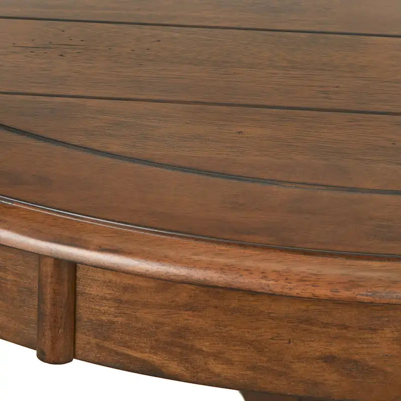 Mesa de comedor redonda en blanco antiguo / roble gris / roble, 4 plazas, base en X