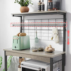 Estantería de panadero rústica marrón/gris con altura ajustable y gabinete de doble puerta - Montaje para 1 persona
