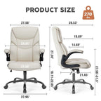 Silla de oficina de respaldo alto de piel sintética blanca/negra/marrón, 1 persona