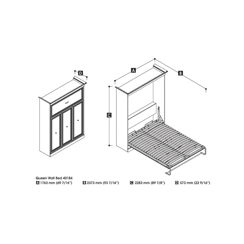 Cama Murphy Queen de 178 cm blanca/marrón Toscana – Capacidad para 2 personas