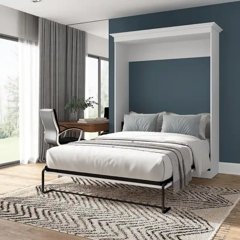 Cama Murphy Queen de 178 cm blanca/marrón Toscana – Capacidad para 2 personas