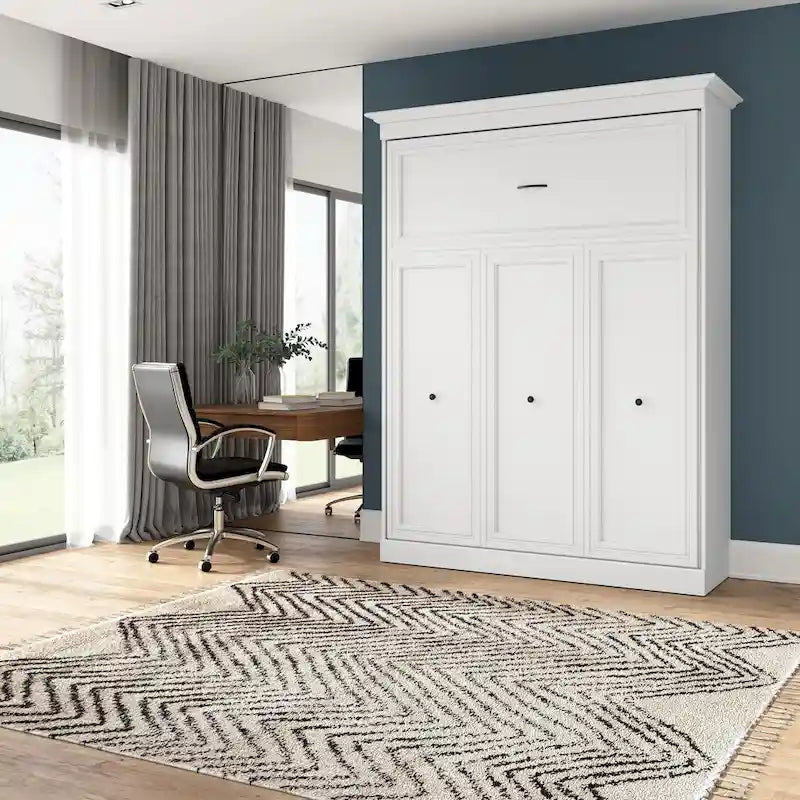 Cama Murphy Queen de 178 cm blanca/marrón Toscana – Capacidad para 2 personas