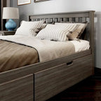 Cama Queen con Cajones de Almacenamiento — Arcilla / Blanca | Cabecero de Listones | Capacidad para 2
