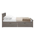 Cama Queen con Cajones de Almacenamiento — Arcilla / Blanca | Cabecero de Listones | Capacidad para 2