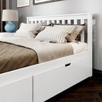 Cama Queen con Cajones de Almacenamiento — Arcilla / Blanca | Cabecero de Listones | Capacidad para 2