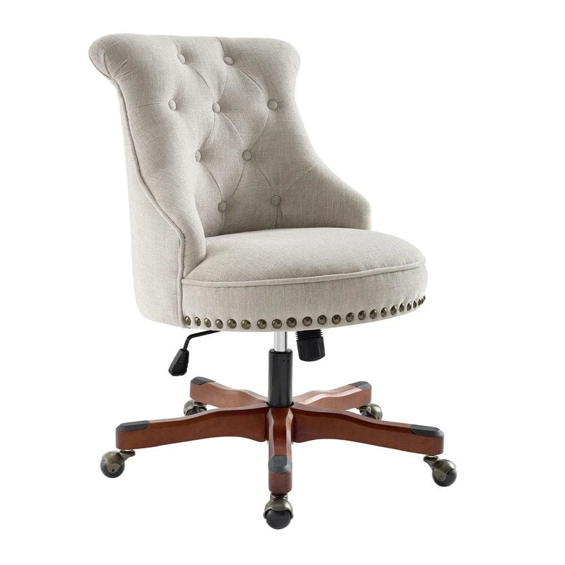 Silla de oficina giratoria natural, individual – Tapizada en tela