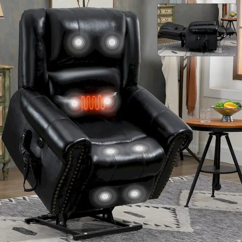 Sillón reclinable elevador eléctrico – Marrón antiguo / Marrón / Negro / Gris – Asiento individual