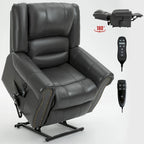 Sillón reclinable elevador eléctrico – Marrón antiguo / Marrón / Negro / Gris – Asiento individual