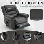 Sillón reclinable elevador eléctrico – Marrón antiguo / Marrón / Negro / Gris – Asiento individual