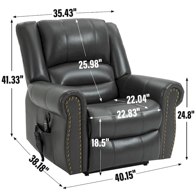 Sillón reclinable elevador eléctrico – Marrón antiguo / Marrón / Negro / Gris – Asiento individual