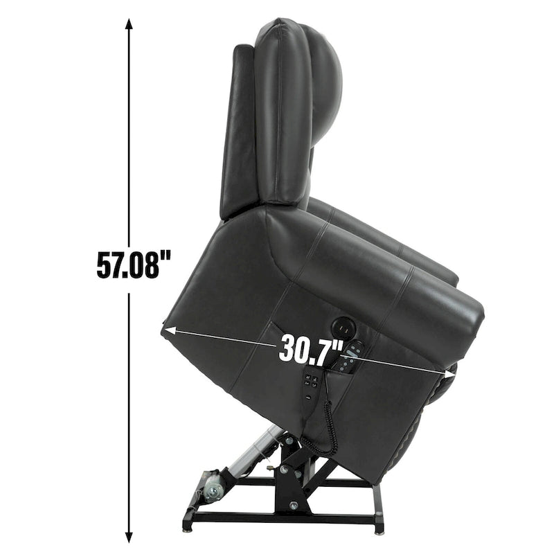 Sillón reclinable elevador eléctrico – Marrón antiguo / Marrón / Negro / Gris – Asiento individual