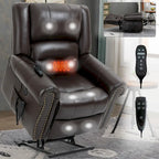 Sillón reclinable elevador eléctrico – Marrón antiguo / Marrón / Negro / Gris – Asiento individual