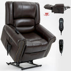 Sillón reclinable elevador eléctrico – Marrón antiguo / Marrón / Negro / Gris – Asiento individual