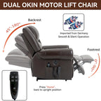 Sillón reclinable elevador eléctrico – Marrón antiguo / Marrón / Negro / Gris – Asiento individual