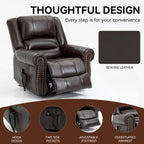 Sillón reclinable elevador eléctrico – Marrón antiguo / Marrón / Negro / Gris – Asiento individual