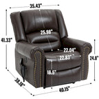 Sillón reclinable elevador eléctrico – Marrón antiguo / Marrón / Negro / Gris – Asiento individual