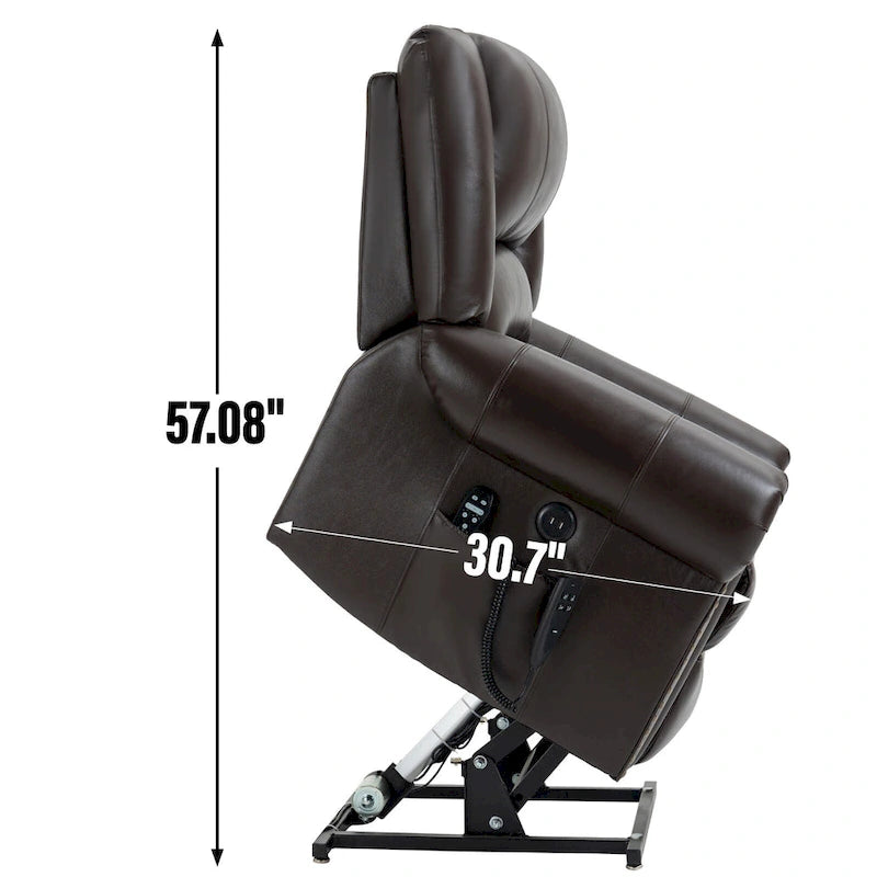 Sillón reclinable elevador eléctrico – Marrón antiguo / Marrón / Negro / Gris – Asiento individual