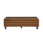 Mesa de centro elevable de madera nogal y negra, tapa de MDF, capacidad para 1 o 2 personas
