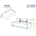 Mesa de centro elevable de madera nogal y negra, tapa de MDF, capacidad para 1 o 2 personas