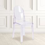 Silla Fantasma de Acrílico Transparente, Respaldo Ovalado, Asiento Individual