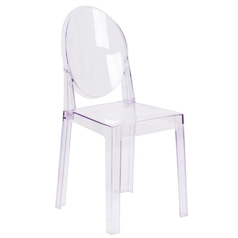 Silla Fantasma de Acrílico Transparente, Respaldo Ovalado, Asiento Individual