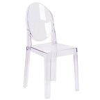Silla Fantasma de Acrílico Transparente, Respaldo Ovalado, Asiento Individual