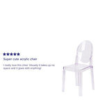Silla Fantasma de Acrílico Transparente, Respaldo Ovalado, Asiento Individual