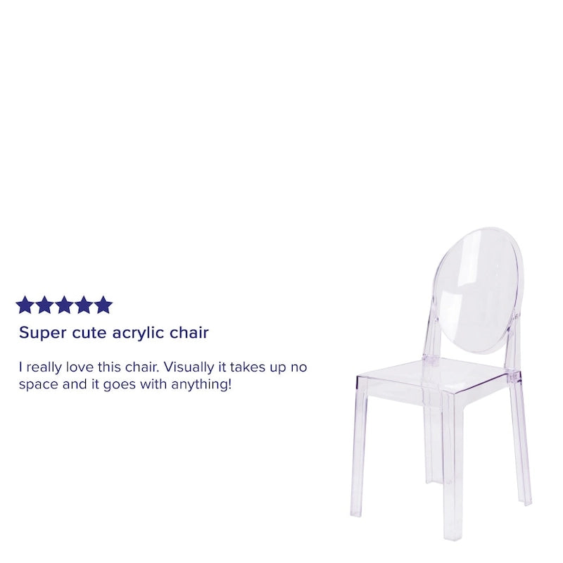 Silla Fantasma de Acrílico Transparente, Respaldo Ovalado, Asiento Individual