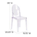 Silla Fantasma de Acrílico Transparente, Respaldo Ovalado, Asiento Individual