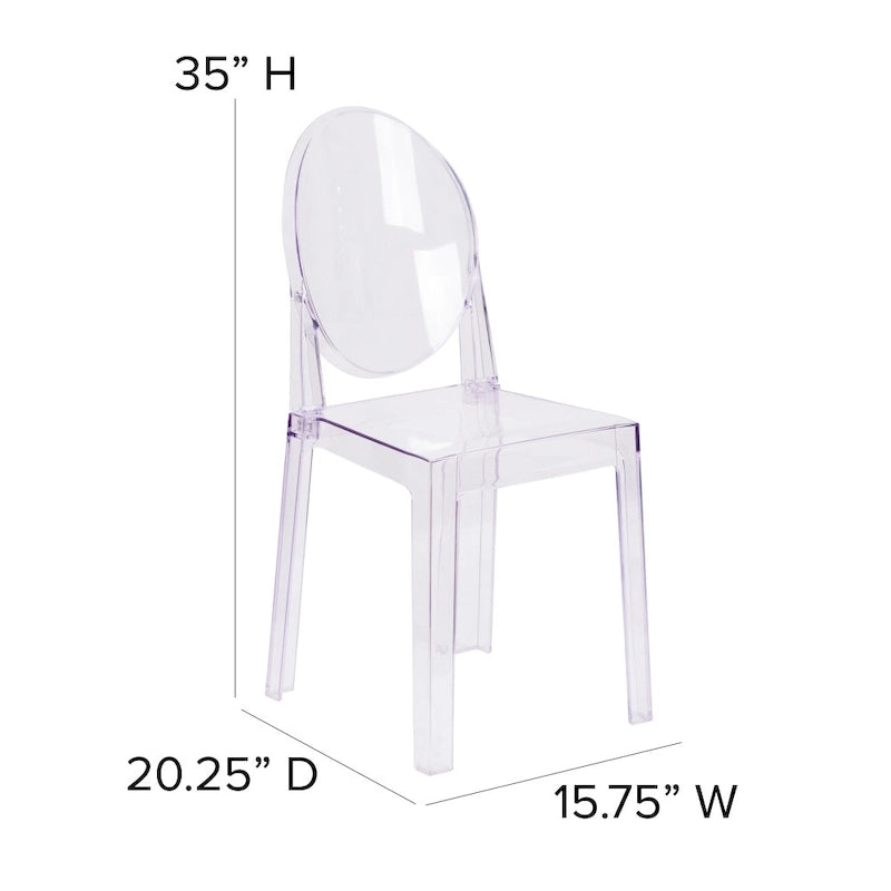 Silla Fantasma de Acrílico Transparente, Respaldo Ovalado, Asiento Individual