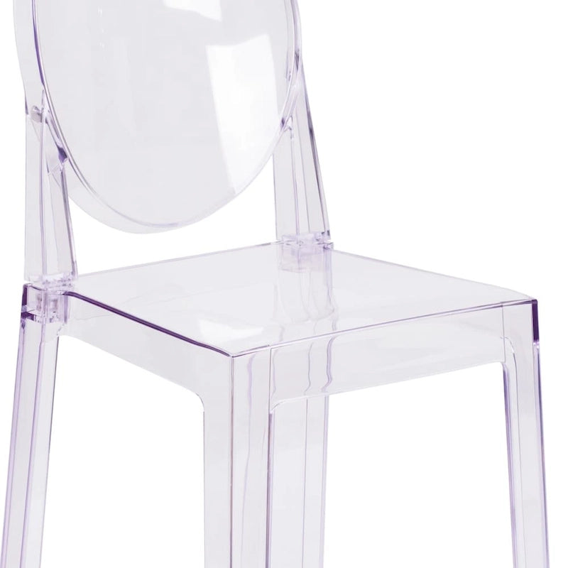 Silla Fantasma de Acrílico Transparente, Respaldo Ovalado, Asiento Individual