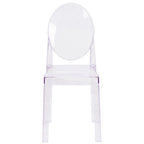 Silla Fantasma de Acrílico Transparente, Respaldo Ovalado, Asiento Individual