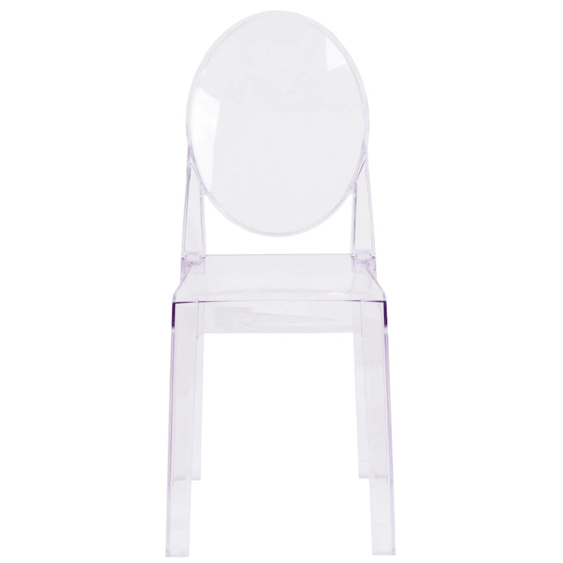 Silla Fantasma de Acrílico Transparente, Respaldo Ovalado, Asiento Individual