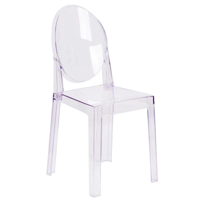 Silla Fantasma de Acrílico Transparente, Respaldo Ovalado, Asiento Individual