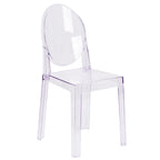 Silla Fantasma de Acrílico Transparente, Respaldo Ovalado, Asiento Individual