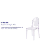 Silla Fantasma de Acrílico Transparente, Respaldo Ovalado, Asiento Individual