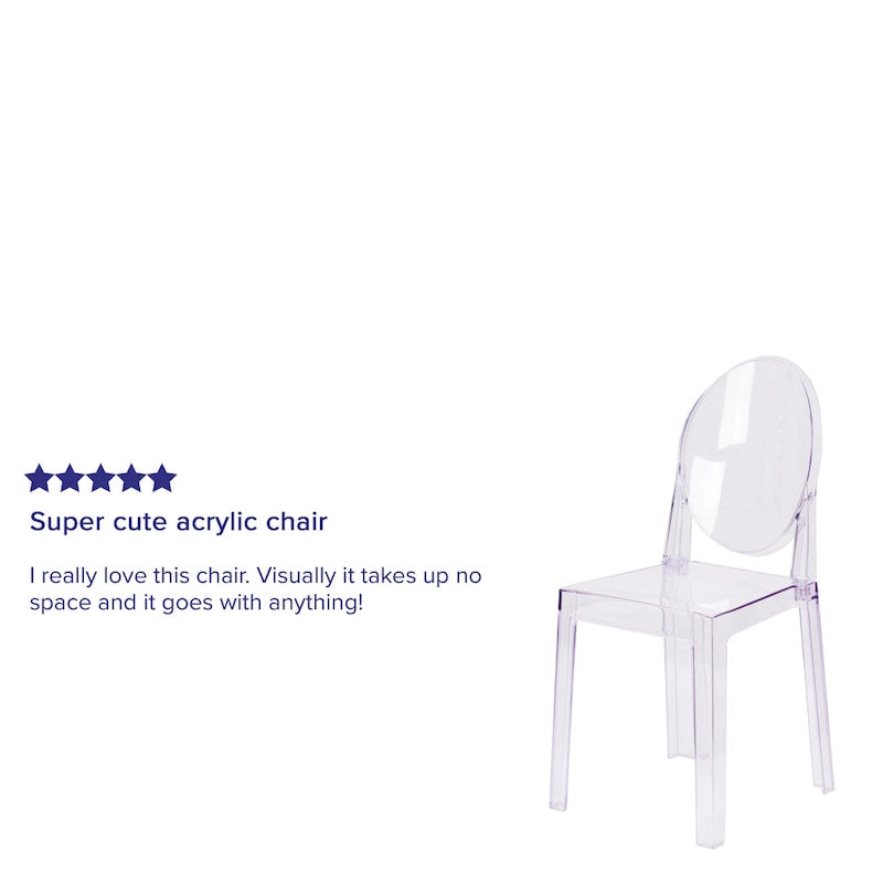 Silla Fantasma de Acrílico Transparente, Respaldo Ovalado, Asiento Individual