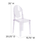 Silla Fantasma de Acrílico Transparente, Respaldo Ovalado, Asiento Individual