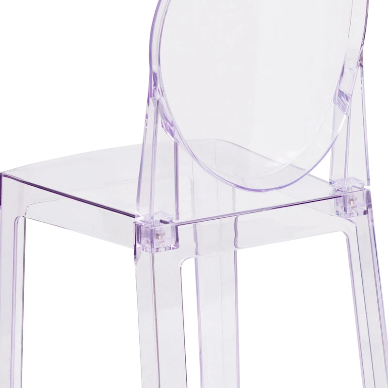 Silla Fantasma de Acrílico Transparente, Respaldo Ovalado, Asiento Individual
