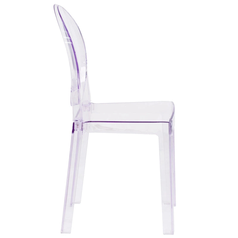 Silla Fantasma de Acrílico Transparente, Respaldo Ovalado, Asiento Individual