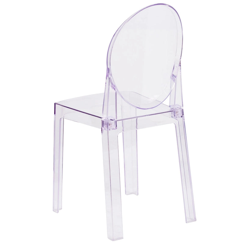Silla Fantasma de Acrílico Transparente, Respaldo Ovalado, Asiento Individual