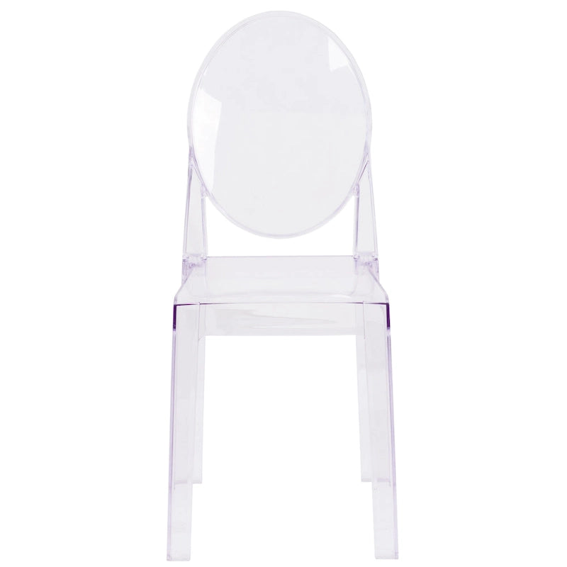 Silla Fantasma de Acrílico Transparente, Respaldo Ovalado, Asiento Individual