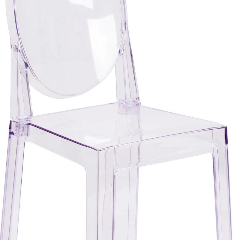 Silla Fantasma de Acrílico Transparente, Respaldo Ovalado, Asiento Individual