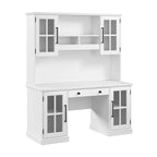 Escritorio de computadora Fresno Blanco de 60W con estante superior y almacenamiento, 1 persona