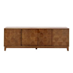 Mueble de TV de nogal/madera flotante con puertas correderas y 2 cajones, apto para televisores de hasta 78"