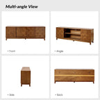 Mueble de TV de nogal/madera flotante con puertas correderas y 2 cajones, apto para televisores de hasta 78"