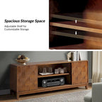 Mueble de TV de nogal/madera flotante con puertas correderas y 2 cajones, apto para televisores de hasta 78"